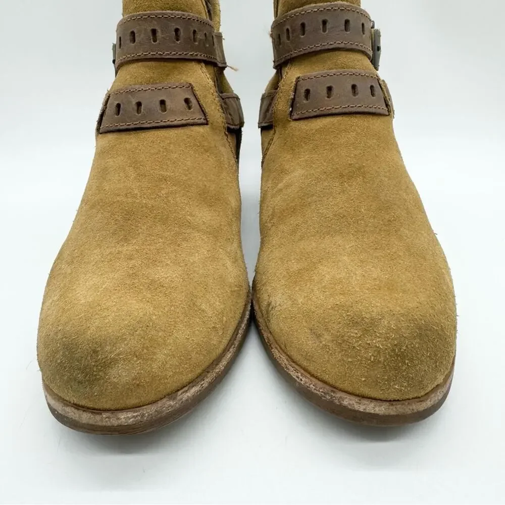 UGG Patsy Heeled Buckle Moto Boho Ankle Booties In Chestnut Brown‎ Size 6 Office